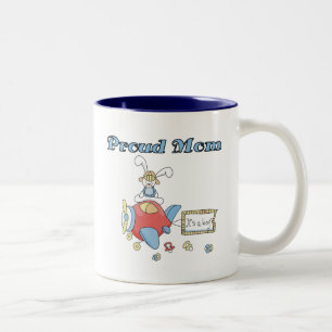 Taza Bicolor Orgullosa Mamá-Avión es un niño camiseta y regalo