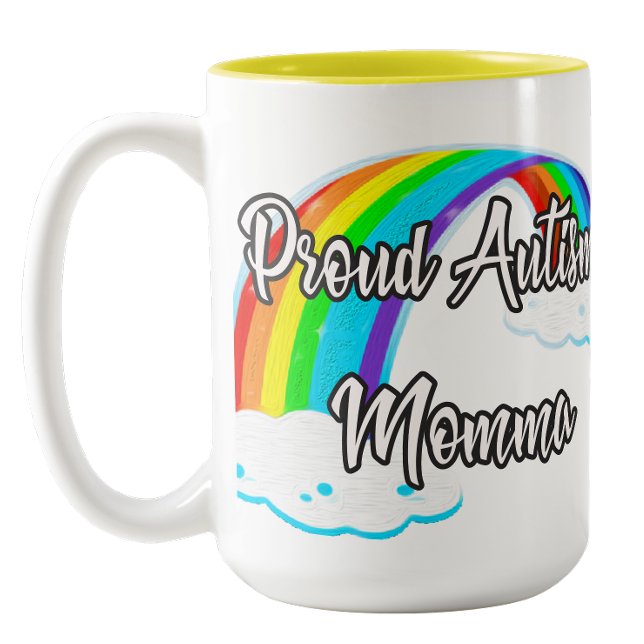 Taza Bicolor Orgullosa Mamá de Autismo (Proud Autism Mama Two-Tone Coffee Mug)