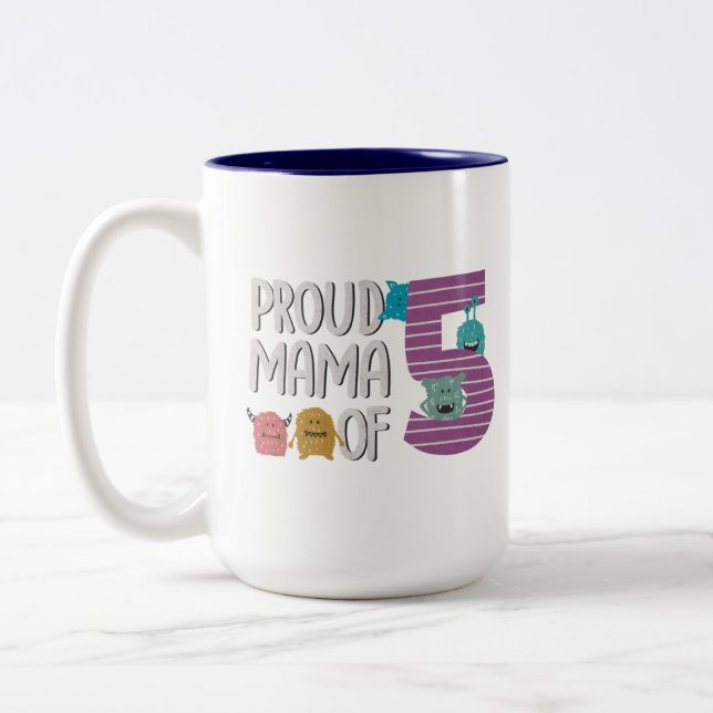 Taza Bicolor Orgullosa mamá de los cinco (Izquierda)