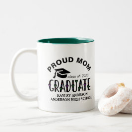 Taza Bicolor Orgullosa Mamá, Personalizado Nombre de Graduación