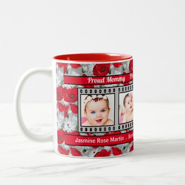 Taza Bicolor Orgullosa Mami Roja Poppies 4 Foto (Izquierda)