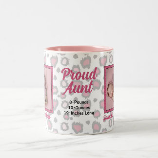 Taza Bicolor Orgullosa tía de la impresión de animales rosados