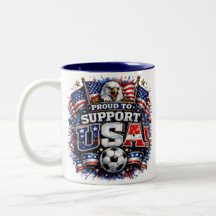Taza Bicolor ORGULLOSO DE APOYAR Al fanático del fútbol de EE. 