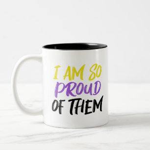 Taza Bicolor Orgulloso padre de un hijo no binario mamá o papá