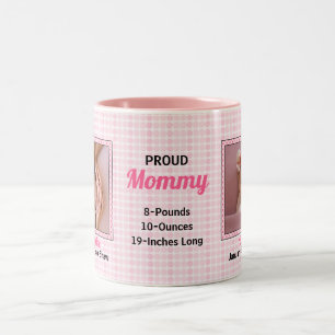 Taza Bicolor Orgullosos puntos de Polka Rosa Mami con dos fotos