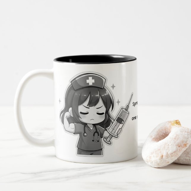 Taza Bicolor Original Chibi Nurse - Medical Power (Con donut)