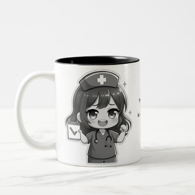 Taza Bicolor Original Chibi Nurse - Vida de Enfermería (Izquierda)