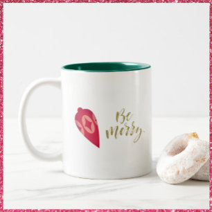 Taza Bicolor Ornamento de color Berry festivo Be Merry