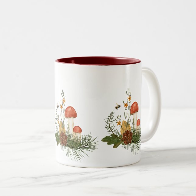 Taza Bicolor Ornamento folicular de otoño colorido (Anverso derecho)
