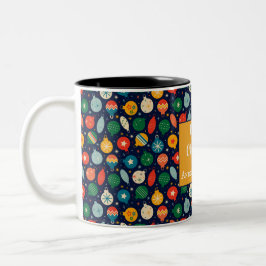 Taza Bicolor Ornamentos de navidad coloridos Patrón Feliz Navid