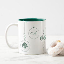 Taza Bicolor Ornamentos en baudible de monograma verde invernal