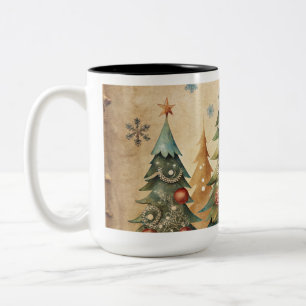 Taza Bicolor Ornamentos Vintage de Navidad Café Mug