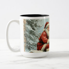 Taza Bicolor Ornamentos Vintage de Navidad Café Mug
