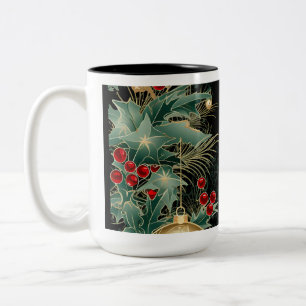 Taza Bicolor Ornamentos Vintage de Navidad Café Mug
