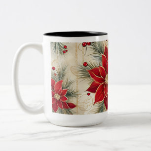 Taza Bicolor Ornamentos Vintage de Navidad Café Mug