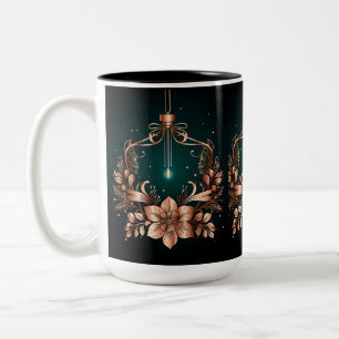 Taza Bicolor Ornamentos Vintage de Navidad Café Mug