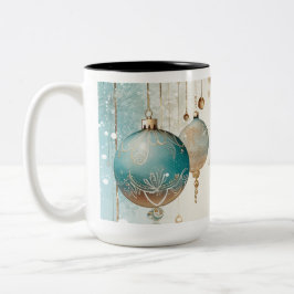 Taza Bicolor Ornamentos Vintage de Navidad Café Mug