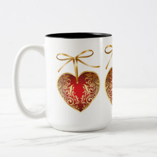 Taza Bicolor Oro Corazón Filigrree