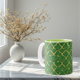Taza Bicolor Oro Irlandés Nudos Eternos Abstractos Herencia Cel