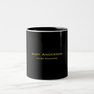 Taza Bicolor Oro Metálico y Negro Moderno Elegante Profesional