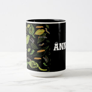 Taza Bicolor oruga y hojas Personalizadas