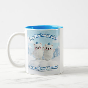 Taza Bicolor Ositos de nieve Kawaii – “¿Leíste tu Biblia?”