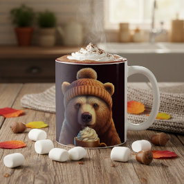 Taza Bicolor Oso caprichoso de cacao caliente de otoño Hygge