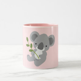 Taza Bicolor Oso de Koala gris puro con hoja verde
