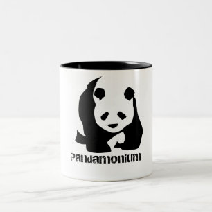 Taza Bicolor Oso de panda blanco y negro divertido Pandamonium
