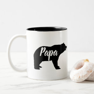 Taza Bicolor oso de papa de animales de bosque rústico