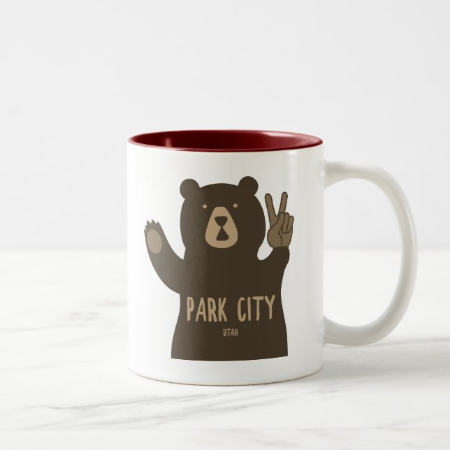 Taza Bicolor Oso de Paz de Park City Utah (Derecha)