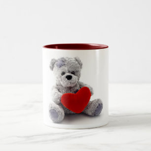 Taza Bicolor Oso Gris Con Corazón