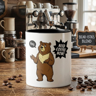 Taza Bicolor Oso Gruñón Divertido Necesita Café