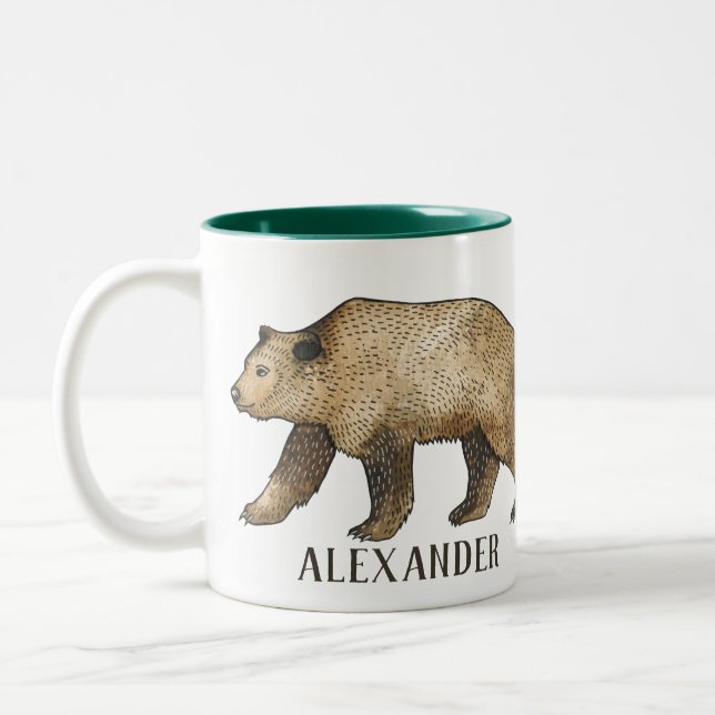 Taza Bicolor Oso marrón café personalizado (Izquierda)