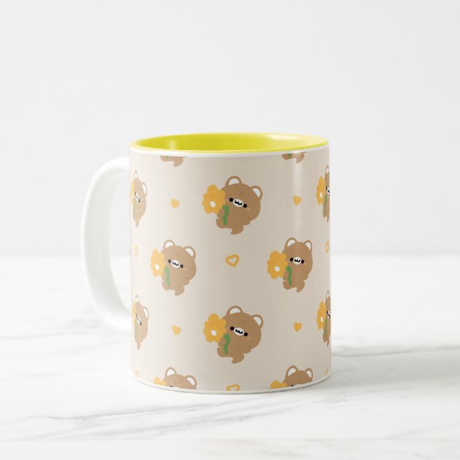 Taza Bicolor Oso marrón romántico (Anverso izquierdo)