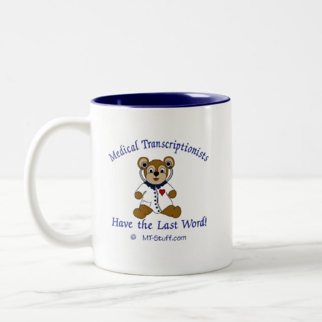 Taza Bicolor Oso médico del Transcriptionist (Izquierda)