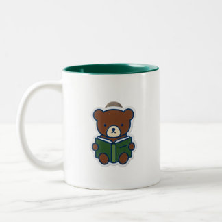 Taza Bicolor Oso Minimalista Lindo Leyendo Libro Cartoon Dos To