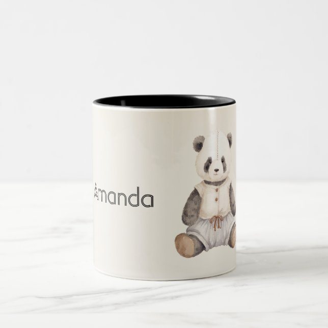 Taza Bicolor Oso panda adorable (Centro)