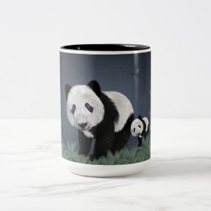 Taza Bicolor oso panda lindo adorable animal negro blanco dulce