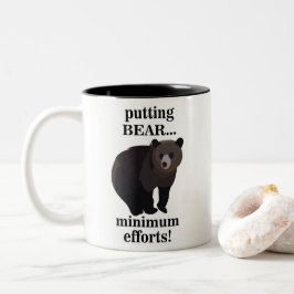 Taza Bicolor Oso Pardo Poniendo Esfuerzos Mínimos Divertido