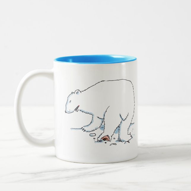 Taza Bicolor Oso polar barro azul de dos tonos (Izquierda)