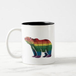 Taza Bicolor Oso Polar Retro Arcoíris Lesbiana LGBT Orgullo Gay