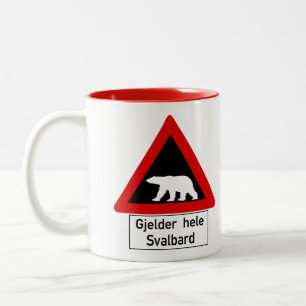 Taza Bicolor Oso polar, señal de tráfico, Noruega
