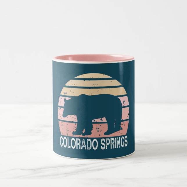 Taza Bicolor Oso Retro de Primavera Colorado (Centro)