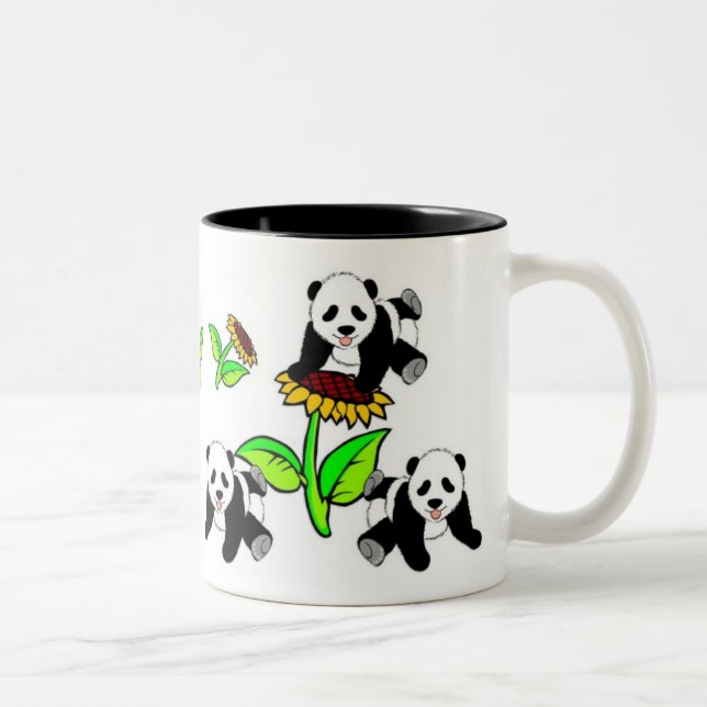 Taza Bicolor Osos de panda del girasol (Derecha)