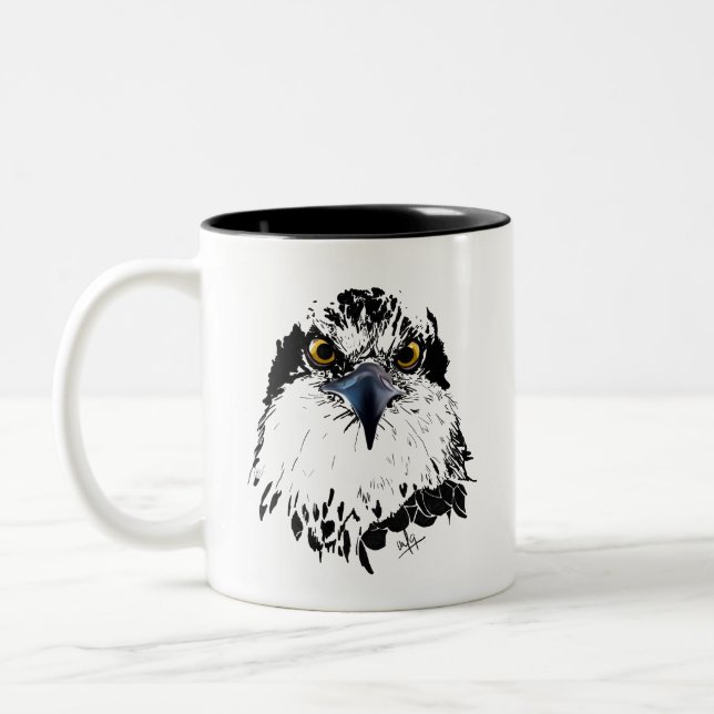 Taza Bicolor Osprey Drawing Black and White Piereyyes Oyes (Izquierda)