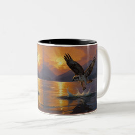 Taza Bicolor Osprey hace una captura al atardecer