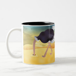Taza Bicolor Ostrich Personalizado Con Cabeza En Arena