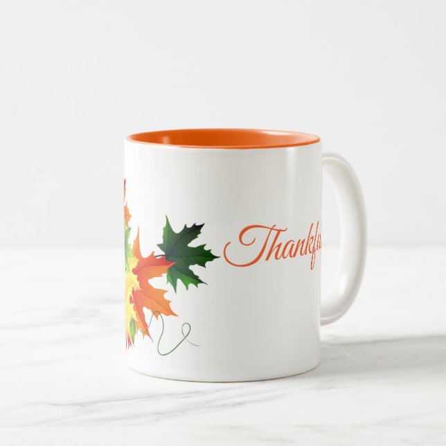 Taza Bicolor Otoño Cae Sale De Mug-Thankout (Anverso derecho)