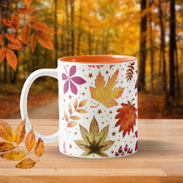 Taza Bicolor Otoño Cae Sale Del Patrón De Acción De Gracias De 